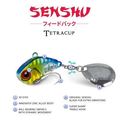 Senshu Tetracup Jig Spinner 21g - blau /silber - 65mm - Hakengröße 6