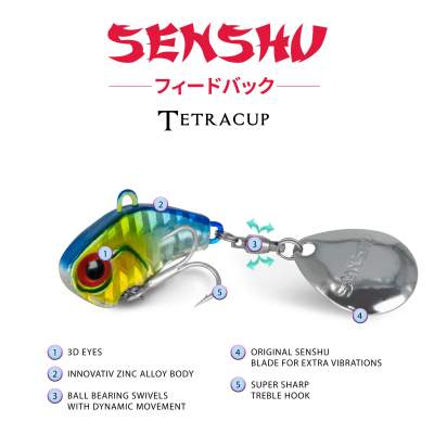 Senshu Tetracup, 10g - blau /silber - 65mm - Hakengröße 6