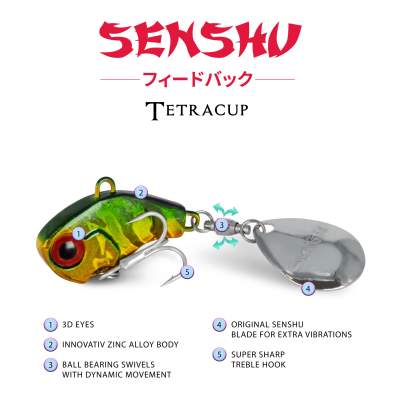Senshu Tetracup Jig Spinner 21g - firetiger - 65mm - Hakengröße 6