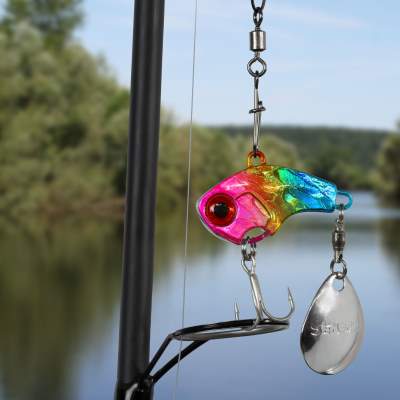 Senshu Tetracup Jig Spinner 21g - pink/gelb/blau - 65mm - Hakengröße 6