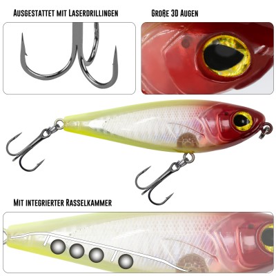 Viper Pro Pike Glider Jerkbait 10cm - 16g - Moonpie - 1Stück