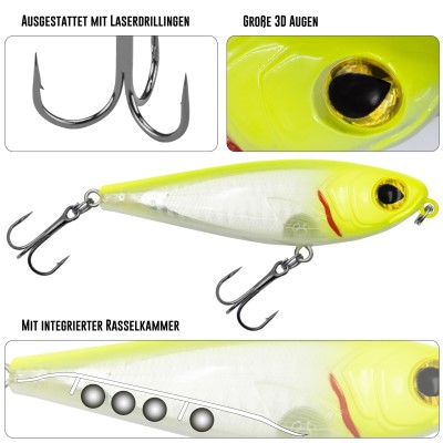 Viper Pro Pike Glider, 10cm - 16g - Lemon Ghost - 1Stück