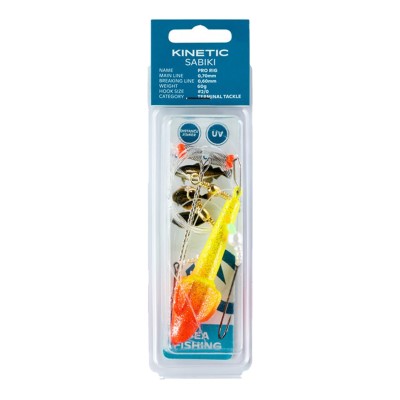 Kinetic Sabiki Pro Rig-Vorfach Meeres Vorfach 60g - Yellow Gltter/Red Target