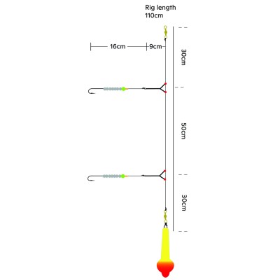 Kinetic Sabiki Pro Rig-Vorfach Meeres Vorfach 60g - Yellow Gltter/Red Target
