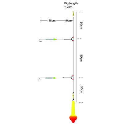 Kinetic Sabiki Pro Rig-Vorfach Meeres Vorfach 90g - Yellow Gltter/Red Target