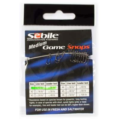 Sebile Game Snaps Medium Black Nickel MGS-TT-#1 25lbs Black Nickel - TK25lbs - 12Stück