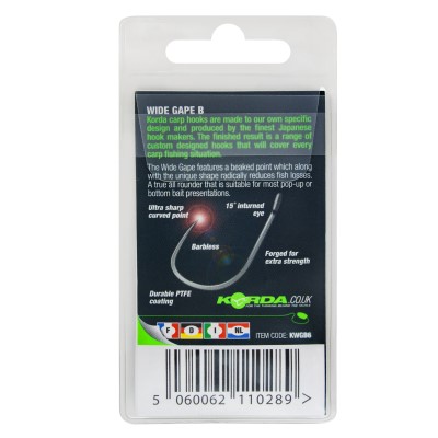 Korda Karpfenhaken Wide Gape B Barbless 10er Pack Gr. 6 Gr.6 - 10Stück