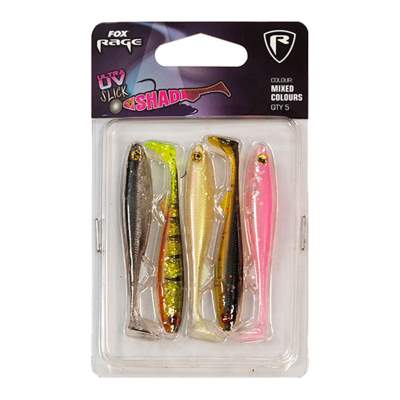 Fox Rage Slick Shad UV 5Stück Mixed Pack Gummifische, 9cm - Mixed Pack