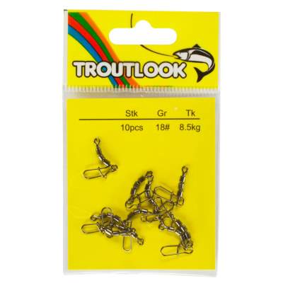 Troutlook Tremarella Forellen Dreifachwirbel mit Safe Snap, Gr. 18 - 8,5Kg - 10 Stück