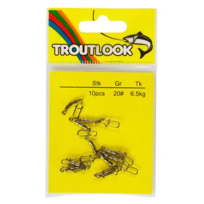 Troutlook Tremarella Forellen Dreifachwirbel mit Safe Snap, Gr. 20 - 6,5Kg - 10 Stück