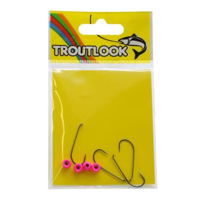 Troutlook Forellen Tungsten Jig spezial Hook 4 Stück - Gr. 6 - 3,8mm - Fluo-Pink