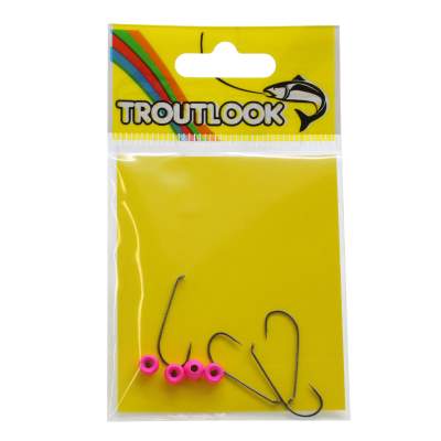 Troutlook Forellen Tungsten Jig spezial Hook, 4 Stück - Gr. 6 - 3,8mm - Fluo-Pink