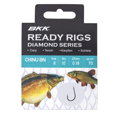 BKK Ready Rig Diamond - CHINU, 0,18mm - 70cm - 10Stück - Gr.8