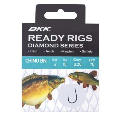 BKK Ready Rig Diamond - CHINU, 0,20mm - 70cm - 10Stück - Gr.6