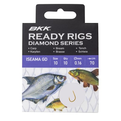 BKK Ready Rig Diamond - ISEAMA Einzelhaken 0,16mm - 70cm - 10Stück - Gr.10