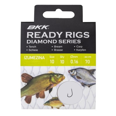 BKK Ready Rig Diamond - IZUMEZINA Einzelhaken 0,16mm - 70cm - 10Stück - Gr.10