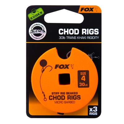 Fox Edges Stiff Chod Rig Standard Pop-Up Rig - Gr.4 - TK30lbs - 3Stück
