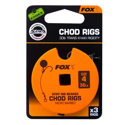 Fox Edges Stiff Chod Rig Standard - Pop-Up Rig - Gr.4 - TK30lbs - 3Stück