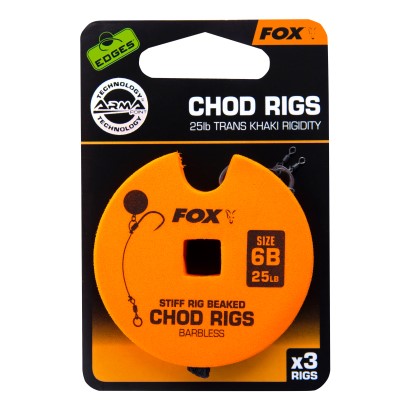 Fox Edges Stiff Chod Rig Standard (Barbless) Pop-Up Rig - Gr.6 - TK25lbs - 3Stück
