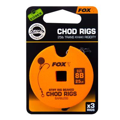 Fox Edges Stiff Chod Rig Standard (Barbless), - Gr.8 - TK25lbs - 3Stück