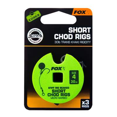 Fox Edges Stiff Short Chod Rig Pop-Up Rig - Gr.4 - TK30lbs - 3Stück