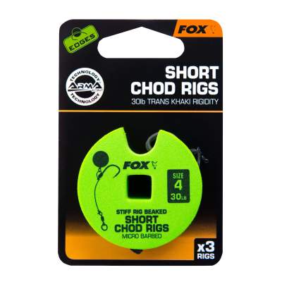 Fox Edges Stiff Short Chod Rig - Pop-Up Rig - Gr.4 - TK30lbs - 3Stück