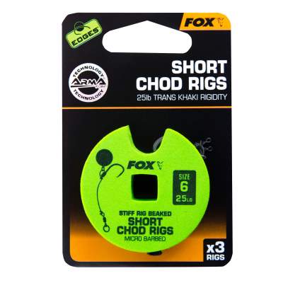 Fox Edges Stiff Short Chod Rig, - Gr.6 - TK25lbs - 3Stück