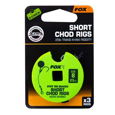 Fox Edges Stiff Short Chod Rig, - Gr.8 - TK25lbs - 3Stück