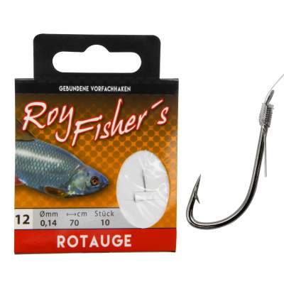 Roy Fishers Gebundene Vorfachhaken Rotauge Gr. 12 - 70cm - 0,14mm - 10Stück