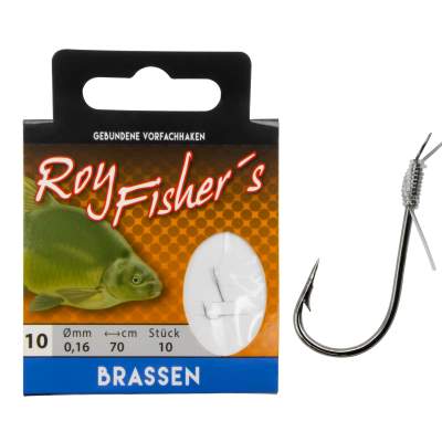 Roy Fishers Gebundene Vorfachhaken Brassen Gr. 10 - 70cm - 0,16mm - 10Stück