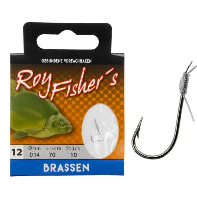 Roy Fishers Gebundene Vorfachhaken Brassen, Gr. 12 - 70cm - 0,14mm - 10Stück