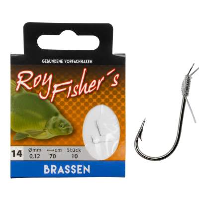 Roy Fishers Gebundene Vorfachhaken Brassen Gr. 14 - 70cm - 0,12mm - 10Stück