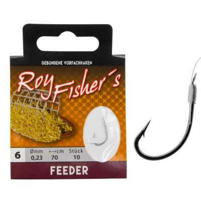 Roy Fishers Gebundene Vorfachhaken Feeder Gr. 6 - 70cm - 0,23mm - 10Stück