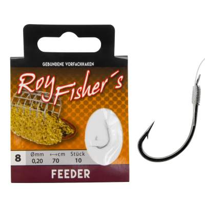 Roy Fishers Gebundene Vorfachhaken Feeder, Gr. 8 - 70cm - 0,20mm - 10Stück