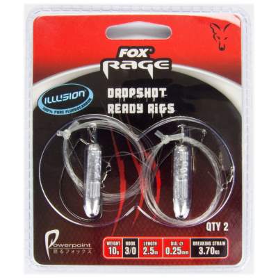 Fox Rage Dropshot Flurocarbon Ready Rig 2.5m / 10g Dshot Lead x 2 / Size 3/0 Hook,