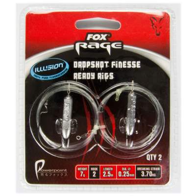 Fox Rage Dropshot Finesse Flurocarbon Ready Rig 2.5m / 7g D-shot Lead x 2 / Size 2