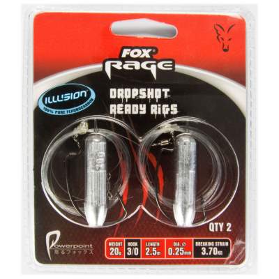 Fox Rage Dropshot Flurocarbon Ready Rig 2.5m / 20g Dshot Lead x 2 / Size 3/0 Hook,