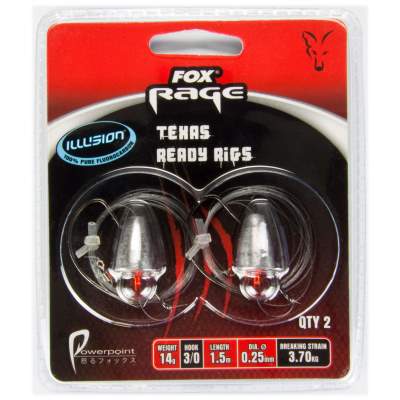 Fox Rage Texas Flurocarbon Ready Rig 1.5m / 14g Bullet / Size 3/0 Hook,