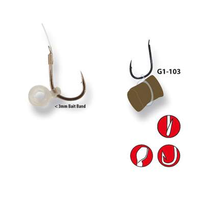 Gamakatsu Gebundene Haken BKS-G1-103 mit Bait Band Gr. 08 40cm - Gr.08 - 0,20mm - 6 Stück