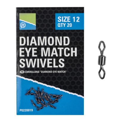 Preston Diamond Eye Match Swivels Wirbel - Gr.12 - 20Stück