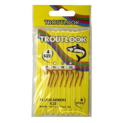 Troutlook Haken X22 Fluocarbon gebunden, 1,5m - rot - Gr.4 - 0,18mm - 8Stück