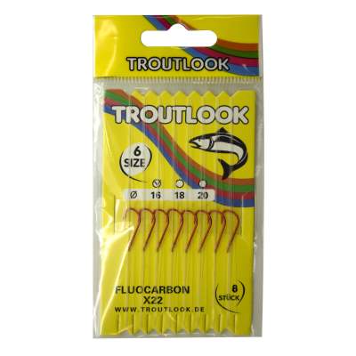 Troutlook Haken X22 Fluocarbon gebunden, 1,5m - rot - Gr.6 - 0,16mm - 8Stück