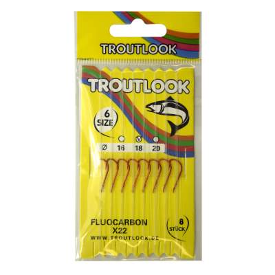 Troutlook Haken X22 Fluocarbon gebunden Vorfachhaken 1,5m - rot - Gr.6 - 0,18mm - 8Stück