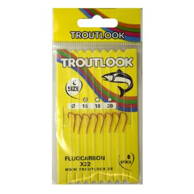 Troutlook Haken X22 Fluocarbon gebunden Vorfachhaken 1,5m - rot - Gr.8 - 0,16mm - 8Stück