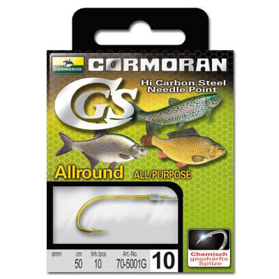 Cormoran Gebundene Haken CGS Allround 5001G 10, 50cm - gold - Gr.10 - 0,2mm - 10Stück