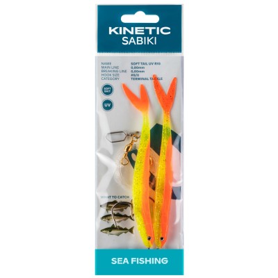 Kinetic Meeresvorfach Soft Tail UV 130cm - Yellow/Orange Fire Tail - #8/0