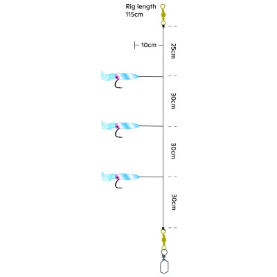 Kinetic Squido Rig, 115cm - Hot Green - #4/0