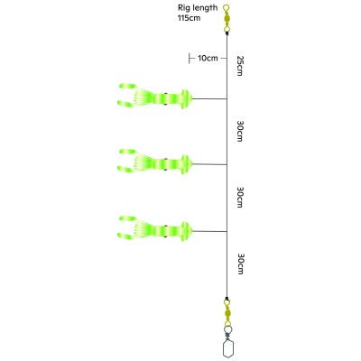 Kinetic Squido Bull Rig, 115cm - Hot Green - #8/0