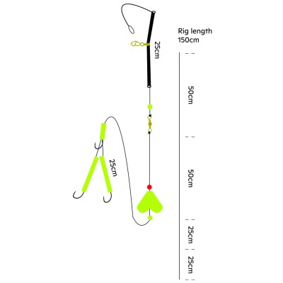 Kinetic Halibut Glider Rig, 150cm - Glow - #10/0-#5/0