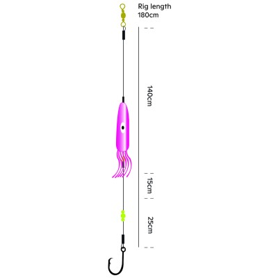 Kinetic Halibut No-Limit Rig, 180cm - UV Squid - #12/0